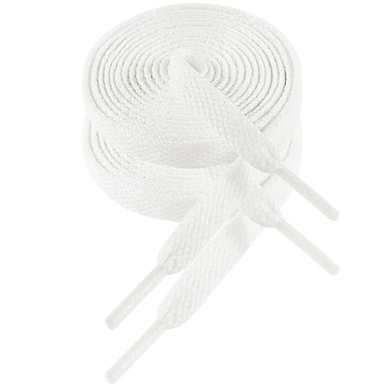 VSUDO 45 Inch Flat White Shoe Laces for Sneakers, Shoelaces for Sneakers, Replacements Shoe Strings for Women or Men (2 Pairs-White-114CM) - Image 1